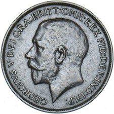 1912 H Penny - George V British Bronze Coin - Nice