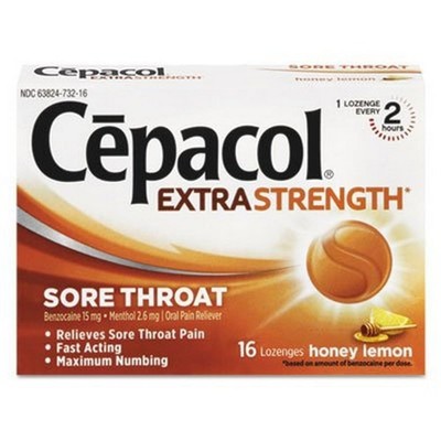 Extra Strength Sore Throat Relief Lozenges, Honey Lemon Cough Drops, Maximum ...