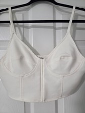 Zara Ivory Corset Style Bustier Crop Top With Hook And Clasp Closure. Size M