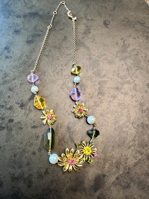 KATE SPADE NEW YORK ROOFTOP GARDEN NECKLACE FLORAL RHINESTONE STATEMENT 19''