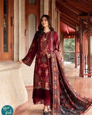 Classic Look Heavy Roman Silk Red Salwar Kameez With Dupatta For Party Wear