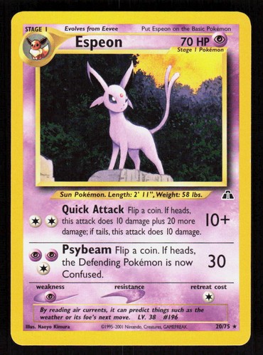 Pokemon Espeon 20/75 Unlimited Rare Neo Discovery (NM)