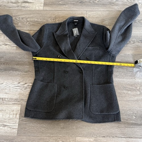Express Double Breasted Gray Wool Blend Blazer Mens Size L Unlined Academia NEW - Picture 8 of 10