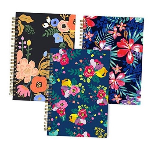 Blank Spiral Notebook, A5 Flower Unlined Journals Bulk, 100GSM Thick Paper