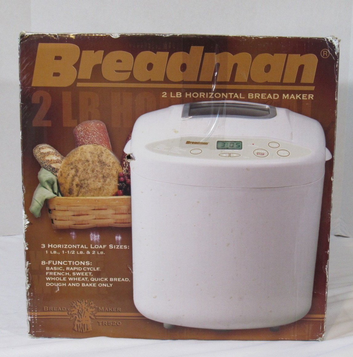 Breadman Bread Maker 3 Horizontal Loaf Sizes 8 Functions TR5