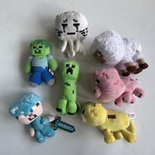 Minecraft Plush Lot of 7 Ghast Zombie Pig Creeper Mooshroom Ocelot Steve