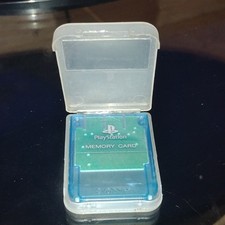 PlayStation 1 8MB PS1 Memory Card, OEM Clear Blue, PS One Case, SCPH-1020, Works