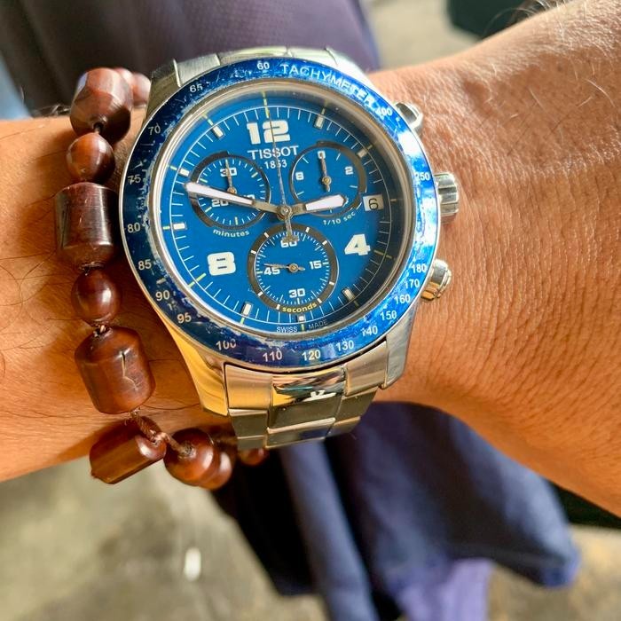 Rare TISSOT V8 Quartz Chrono Blue Dial Date Indicator Watch Men