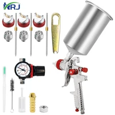 Pro HVLP SPRAY GUN Kit Gravity Feed 1.4/1.7/2.0mm W/Regulator Auto Paint Primer
