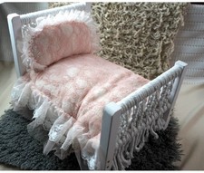 Newborn Photo Prop Pink  White Lace Prop Crib Daybed Comforter Style Insert
