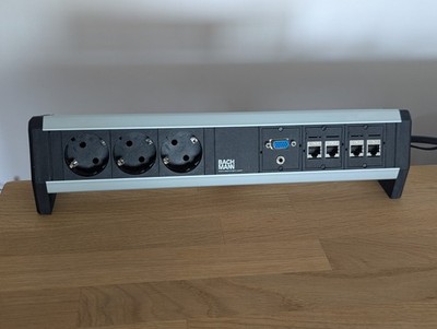 Bachmann Tisch-Steckleiste mit 3×Schuko, VGA, Audio & 4×Cat6