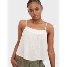 NWT Aerie White Gold Foil Clip Dot Flowy Cami Tank Top Women’s Size Large