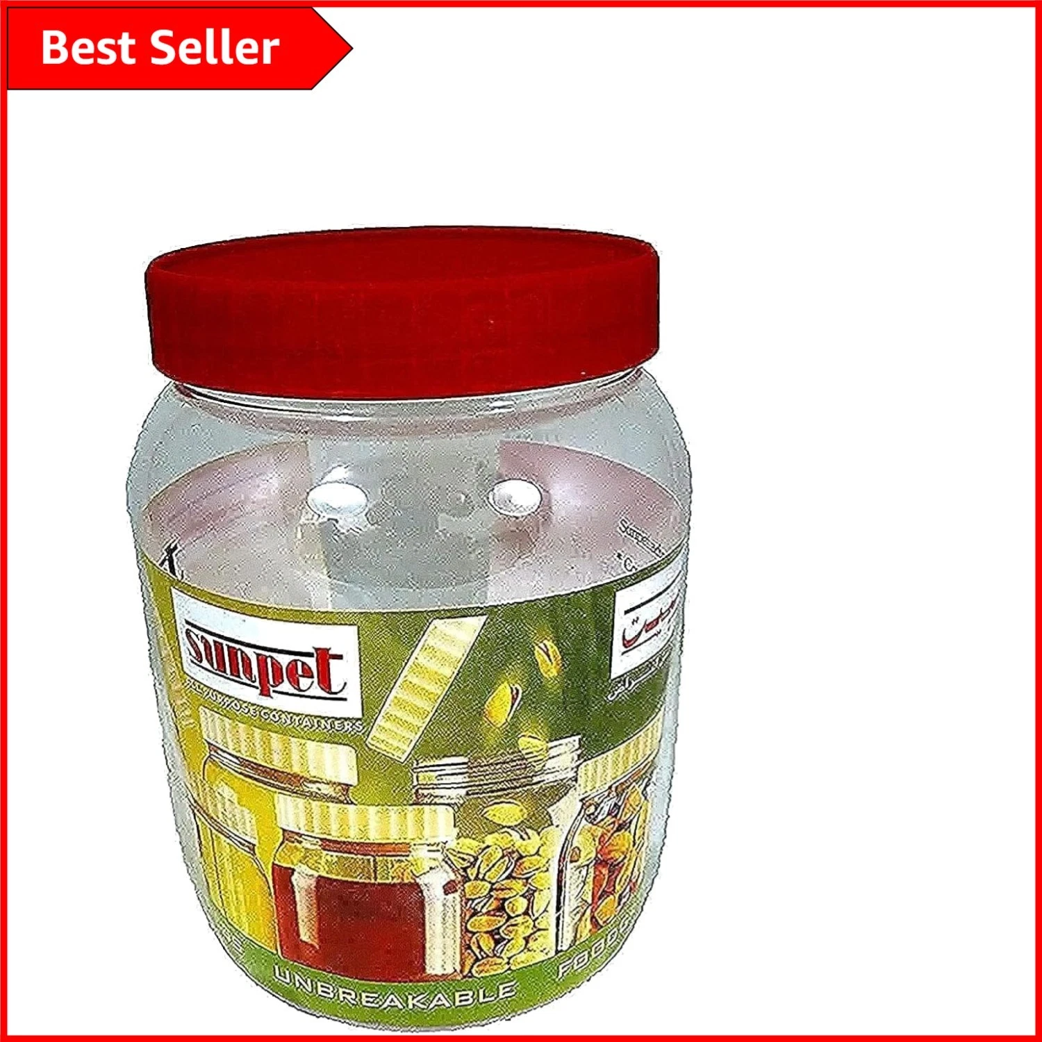 Round 1000ml Red Top Food Storage Canisters - Odour Proof & Stackable Set of 6