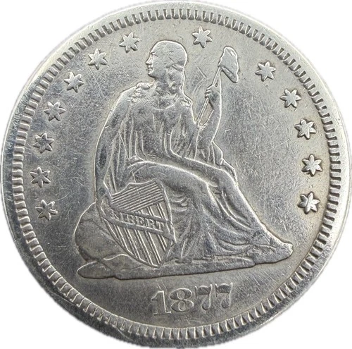 1877 S 25C Seated Liberty Quarter - Cleaned/polished - Free Shipping