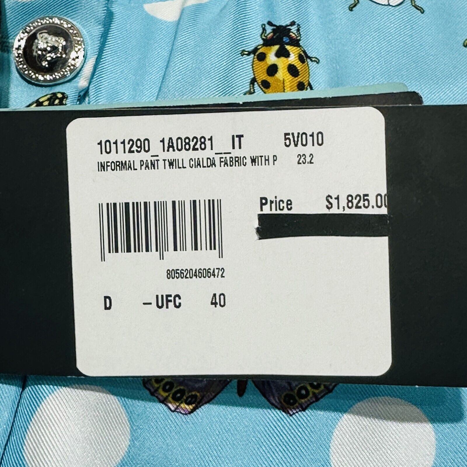 Versace Pants IT 40 US 4 Blue Butterflies Polka Dot Silk Wide-Leg NWT $1,825 image 9