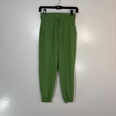 Albion Jogger Pants Womens XS Petite Green Elastic Waist Cuffed Pockets Athletic