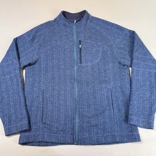 Lululemon Relaxed Sweater Mens Size XL Blue Wool Blend Full Zip Fleece Lined