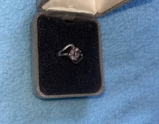 VTG 80s SS Ring Sz 6 Faceted Glass Sterling Silver B Stamp Pink Clear Gem 2.7g