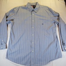 Chaps Blue  White Oxford Stripe Button Down Dress SZ XXL Shirt 100 Cotton VGC 