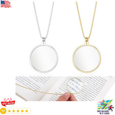 2 Pcs 5X Magnifying Glass Monocle Necklace for Women Men Reading Jewelry