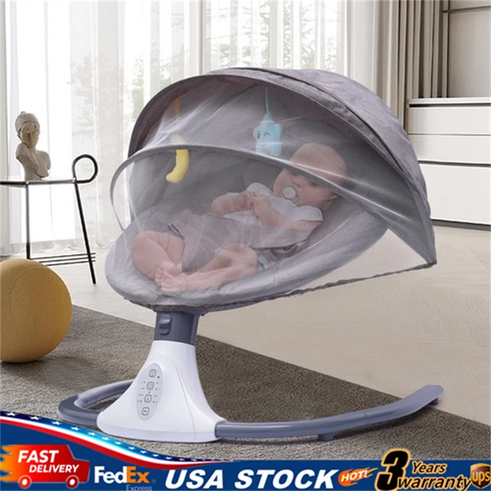 Electric Baby Bouncer Swing Bluetooth Music Cradle Rocker Chair Infant Newborn