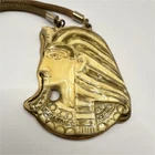 Vintage Miriam Haskell Signed Gold Tone Egyptian Mesh Statement Pendant Necklace