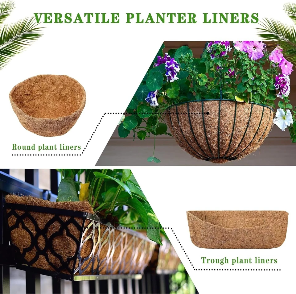 Alfombrilla de revestimiento de fibra de coco natural de 16 x 80 pulgadas - Forros para jardinera de fibra de coco para viento Foto 4 de 4