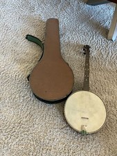1920s Vintage Antique- Old 4 String banjo Concertone with Canvas Case AS IS.