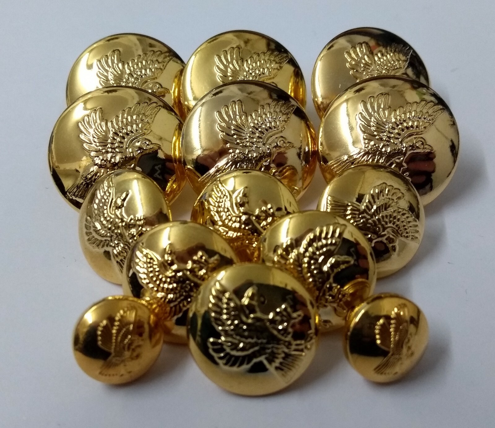 Militar Ave & Estrella Insignia Vestido Uniforme Anillo Dorso Botones 1 Juego 14