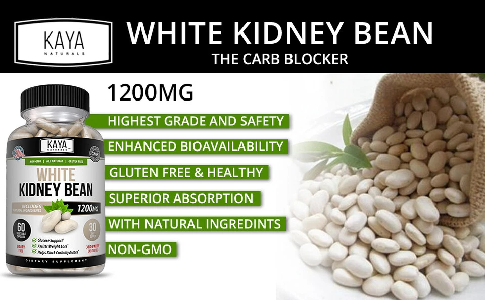 Cápsula de frijol blanco, bloqueador de grasa y carbohidratos, supresor del apetito, pérdida de peso Foto 2 de 4