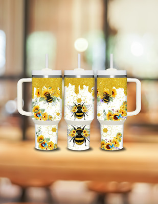 40oz Honey Bee Sunflower Stanley Dupe Sublimated Tumbler