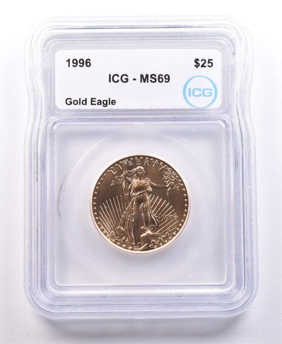 1996 $25 American Gold Eagle 1/2 Oz 0.5 Oz Gold MS69 ICG