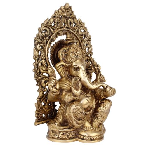 Estatua de latón Ganesha Ganesh Ji Idol Ganpati Vastu figura religiosa 8 pulgadas - Imagen 3 de 5