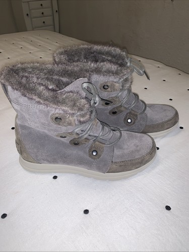 NEW SOREL Explorer Joan Women’s 8.5 Quarry Waterproof Leather/Suede Lace Up Boot