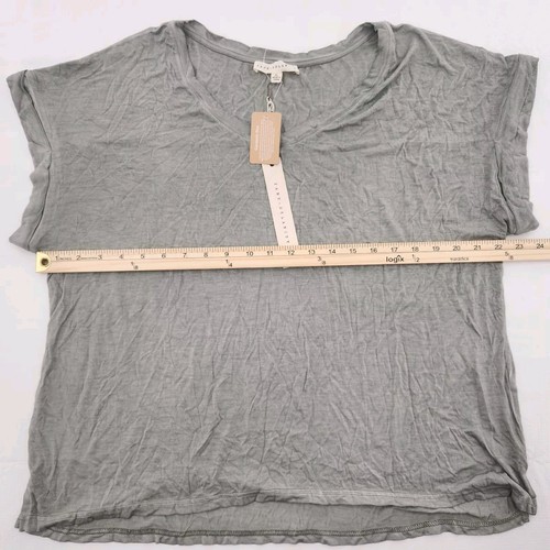 Jane & Delancey Womens Size XL Gray V-Neck Short Sleeve Basic Tshirt Soft Top - Picture 4 of 7