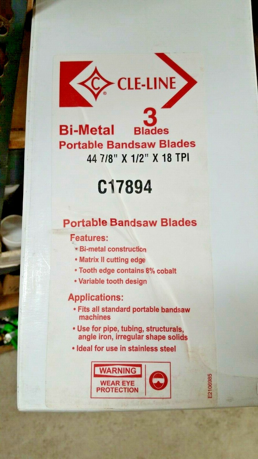 Cle-Line 44-7/8" 18 TPI Bi-metal Portable Bandsaw Blades 3 Pack 