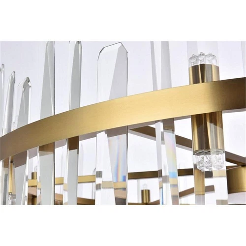 Elegant Lighting Serena 36" Round Iron and Crystal Chandelier in Satin Gold - Picture 7 of 8