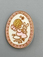 Vintage Hallmark Girl Holding Bunny Rabbit on...