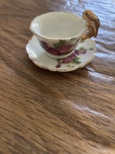 vintage miniature Tea Cup And Saucer -pink  Gold- Made In Japan