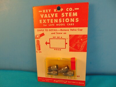 Vintage Key Kap Co. Valve Stem Extensions Late 1950's In Package True Vintage
