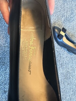 Salvatore Ferragamo BOUTIQUE パンプス Vintage Salvatore Ferragamo Boutique Women Shoes Navy Blue