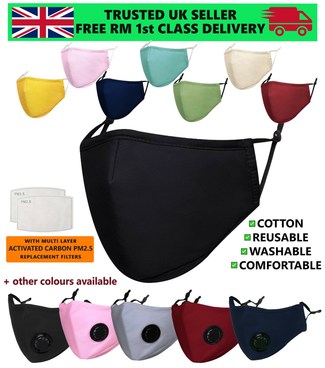 Reusable Cloth Face Mask With PM2.5 Filter & Breathing Valve – Washable, Comfortable, Multi-Color 2 thumbnail image