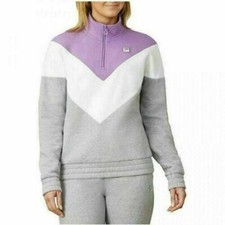 Fila Ladies' 1/4 Zip Pullover Sweatshirt with Logo M Purple and Blue 1012 