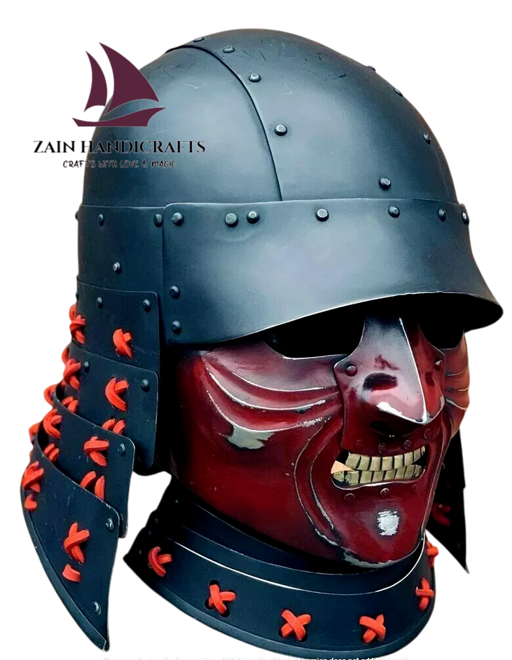 ZAIN Medieval Samurai Knight Helmet With Leather Liner brass teeth