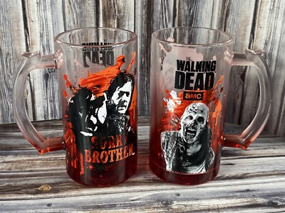 AMC The Walking Dead Sorry Brother Daryl Dixon Glass Beer Mug Stein - Lot of 2