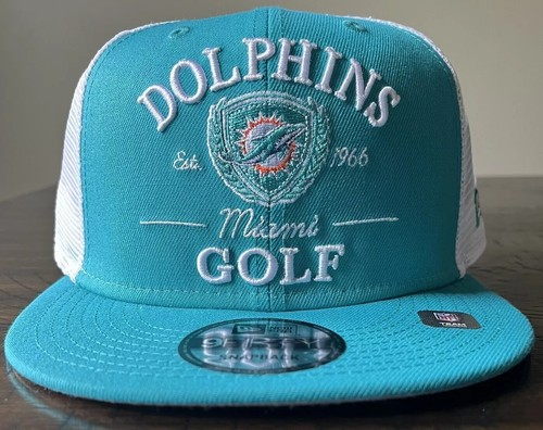 Miami Dolphins New Era Golf Club Crest 9FIFTY Snapback Hat Cap Men's NFL Aqua - Picture 2 of 10