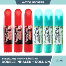 6 pcs Mix FreshCare Smash Original & Matcha Double Inhaler + Roll On