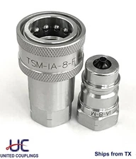 1/2" NPT ISO 7241-1 Series "A" Quick Disconnect Hydraulic Coupling Set