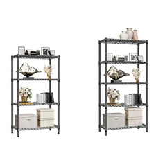 4/5 Tier Shelf Metal Shelves Steel Wire Shelving Units Kitchen Garage Rack Black