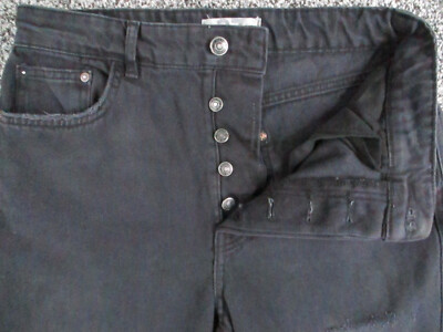Free People Jeans Womens 27 Black Denim Straight Ankle High Rise Dark Wash 28x26